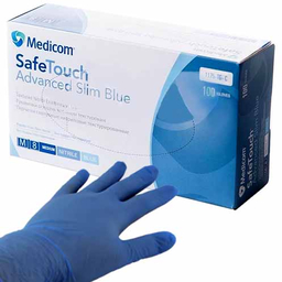 Перчатки нитриловые неопудренные Медиком, голубые, размер L