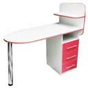 Манікюрний стіл Овал, складана стільниця, білий з червоним фото