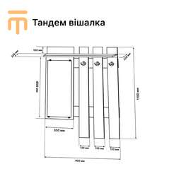 Купить Вішалка Еверест Тандем з дзеркалом дуб сонома (DTM-2650)