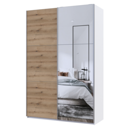 Купить Шафа-купе двохдверна Doros G-Caiser 160х60х240 см Білий/Дуб евок/1 Дзеркало (DRS-011021)