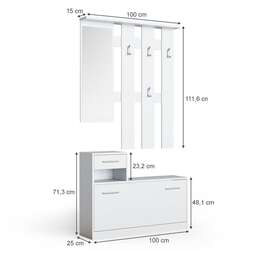 Купить Передпокій з дзеркалом Doros Alice 100х25х182,9 см Білий (DRS-011330)