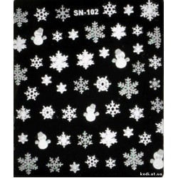 Стикер сніжинки 102 (білі та сріблясті)